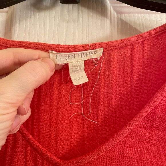 EILEEN FISHER Organic Cotton Gauze V-Neck Dress in Orange - Picture 4 of 8